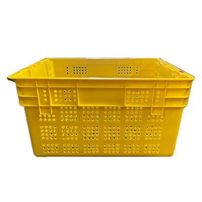 600 X400 X 315mm de Kleurenhdpe van Fruit Plastic Kratten Gele Bewegende Kratten