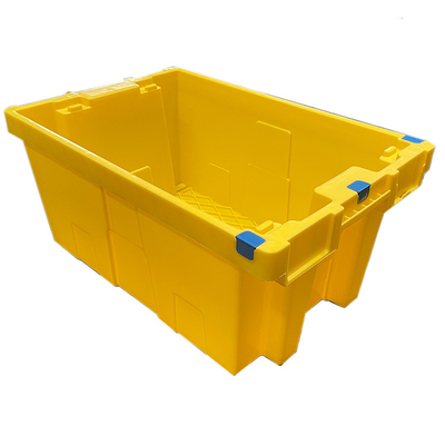 60 X 40 X 27.5cm HDPE Gele Plastic Bewegende Krat Nestable Plastic Kratten