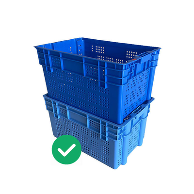 Nestable HDPE Dynamische de Ladings50kg UV Bestand van Voedsel Plastic Kratten