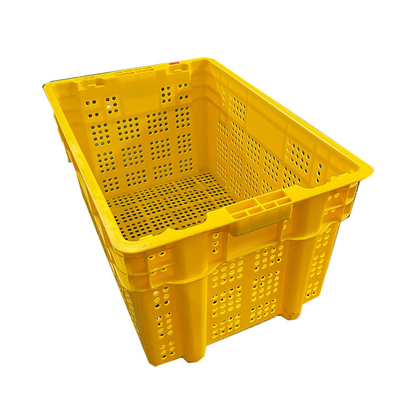 600 X400 X 315mm de Kleurenhdpe van Fruit Plastic Kratten Gele Bewegende Kratten